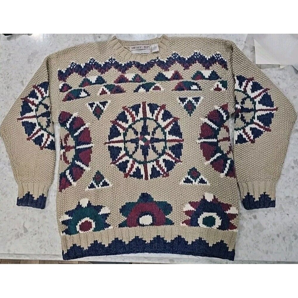 Vintage 90's Northern Isles Sweater Women’s XL Multicolor Hand Knit Chunky